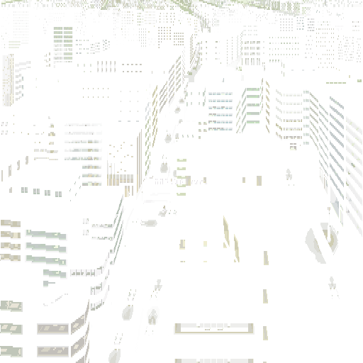 Pixellated isometric 	cityscape from the Sharp X68000 videogame Yami no Ketsuzoku: Kanketsu-hen.